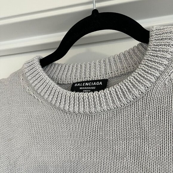NWT Balenciaga License Crewneck Pullover Sweater Gray Embroidered Logo Sz Small - Picture 9 of 13